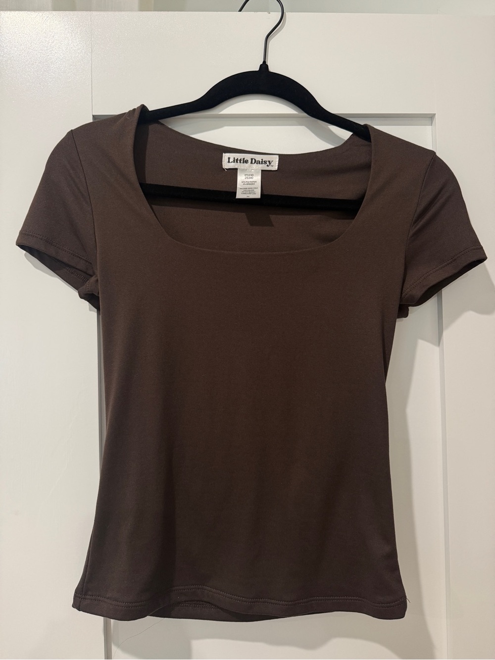 Brown Scoop Neck Short Sleeve Top